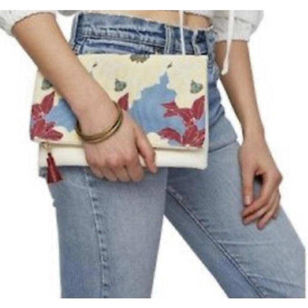 RACHEL PALLY cream floral fold over clutch bag